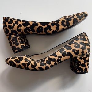 Cole Haan Leopard Calf Hair Block Heel Pumps